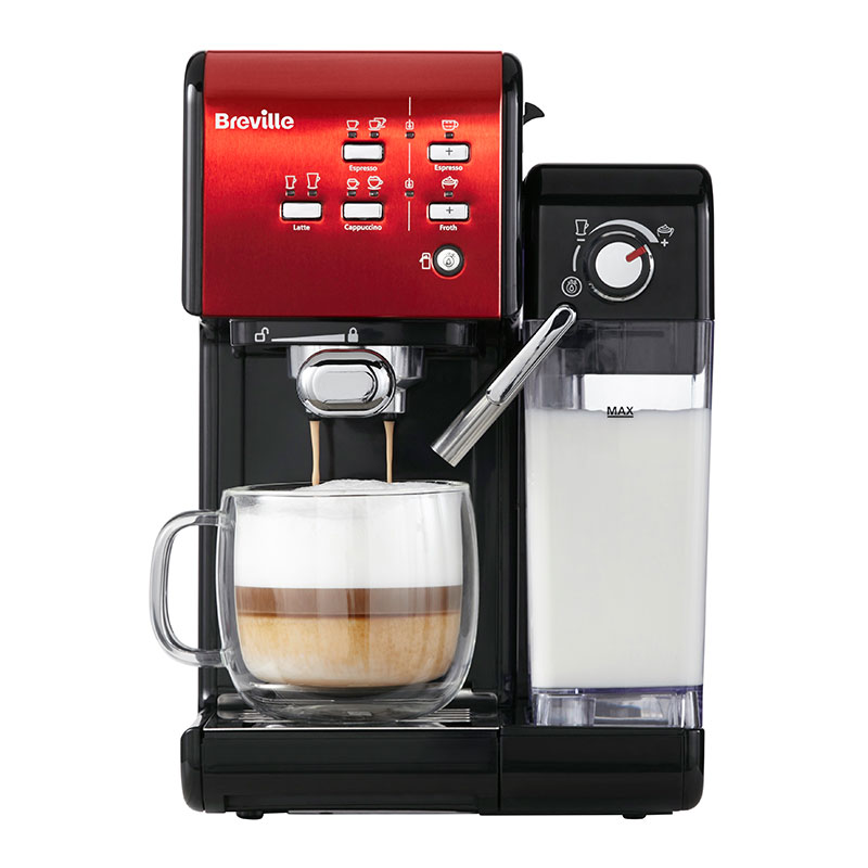 breville-nordic.com | Prima Latte II Kaffemaskin, röd