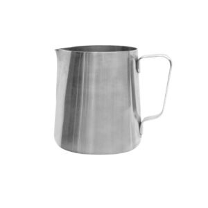 Stålmjölkkanna med handtag för skummad mjölk. Perfekt för kaffelatte och cappuccino.